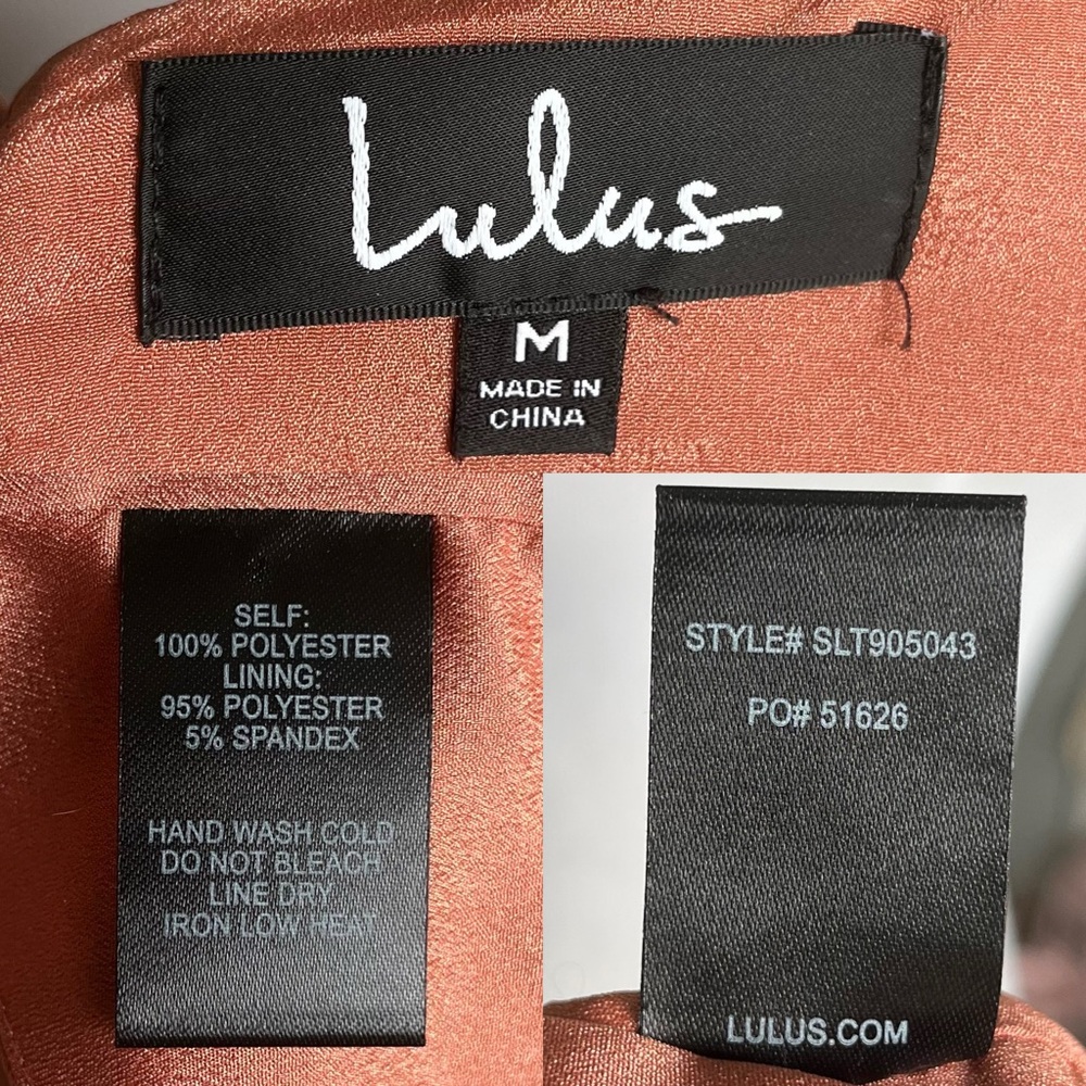 Lulu's Sultry Looks Rusty Rose Satin Balloon Sleeve Backless Top Women's Medium - Picture 9 of 10